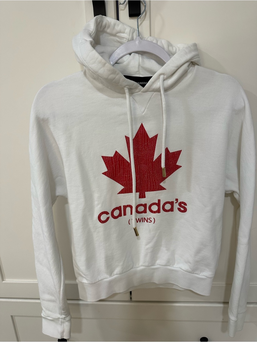DSQUARED2 White Hoodie with Black Logo Label